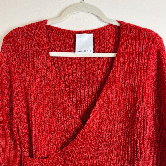 C/MEO Collective Feature Knit Crossover Sweater Top Red S - Picture 6 of 7